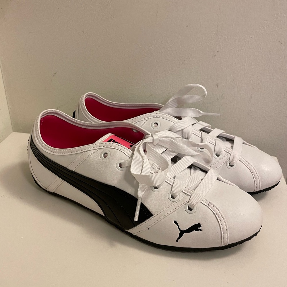PUMA black-and-white leather sneakers